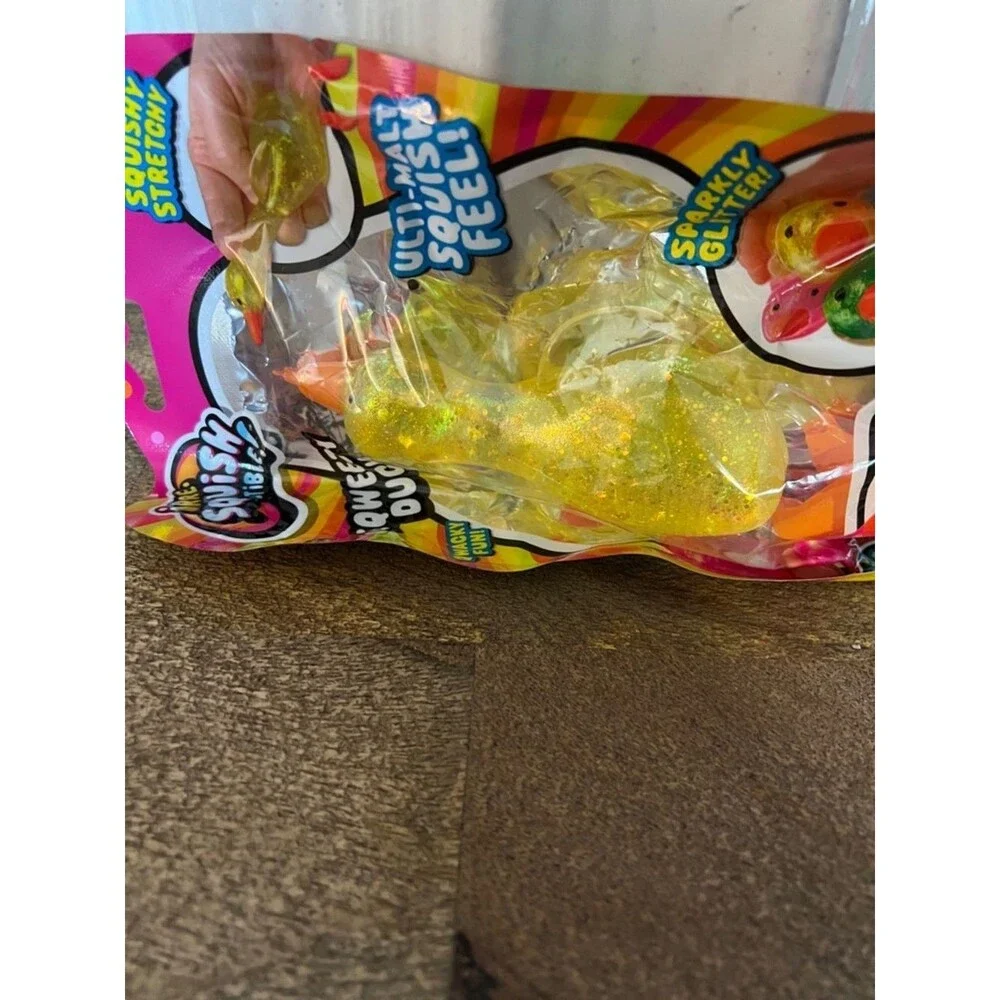 Ja-Ru Sqweezy Duck Kids Toy - Yellow  Sparkly Squish